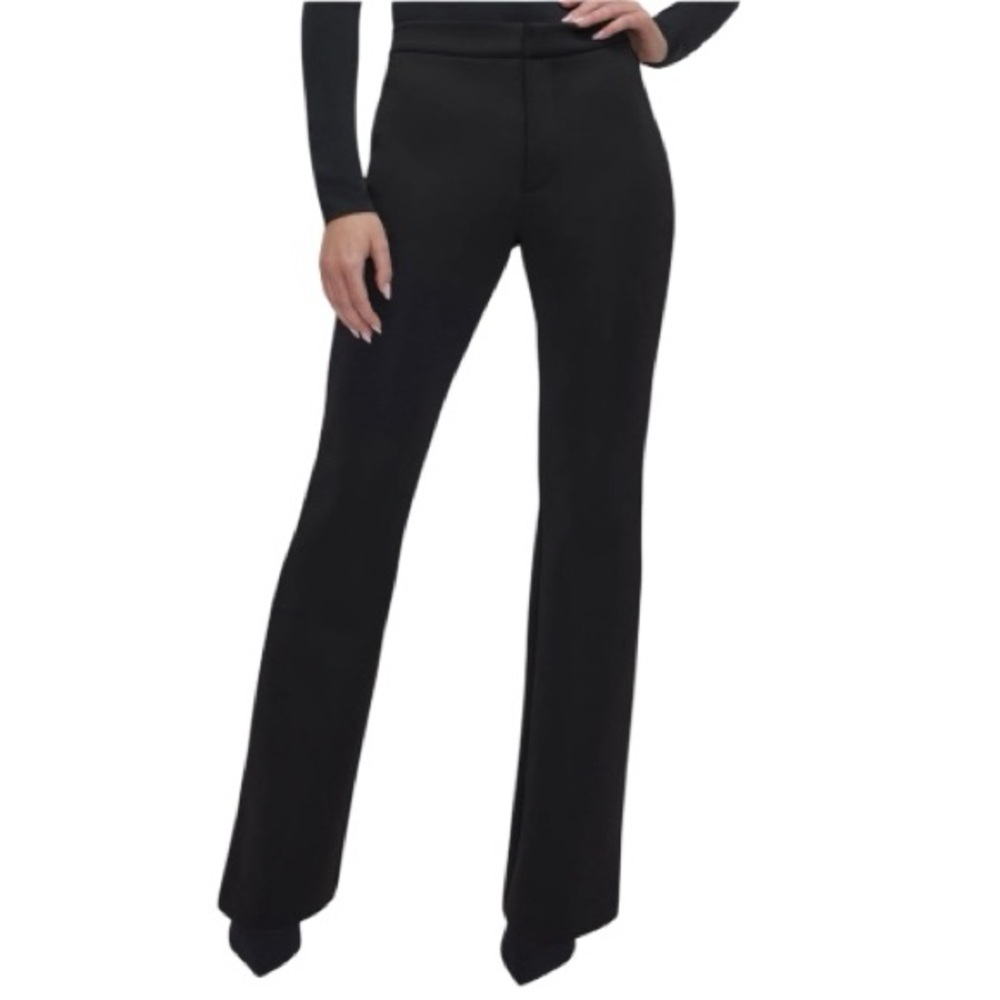 NWOT Good American Scuba Boss Straight Leg High Rise Trousers Black Size 8